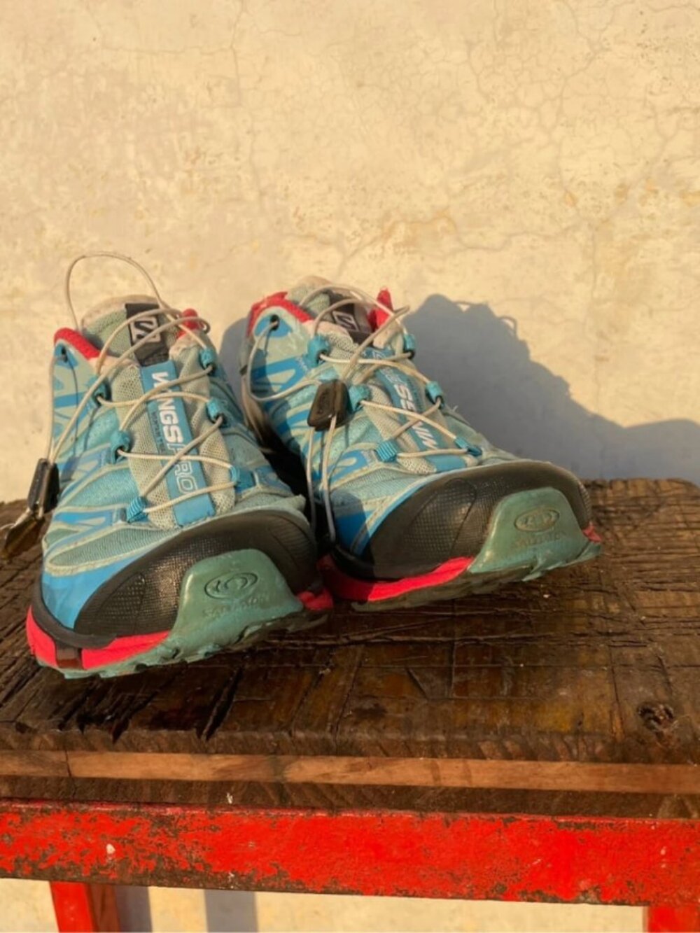 Blue and Red Trail Running Shoes Women's US 9